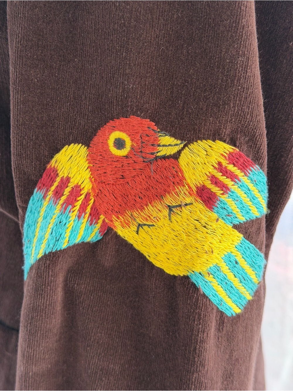 Johnny Was Embroidered Brown Corduroy Jacket with Floral & Bird Motifs Blazer Sm - Picture 5 of 14